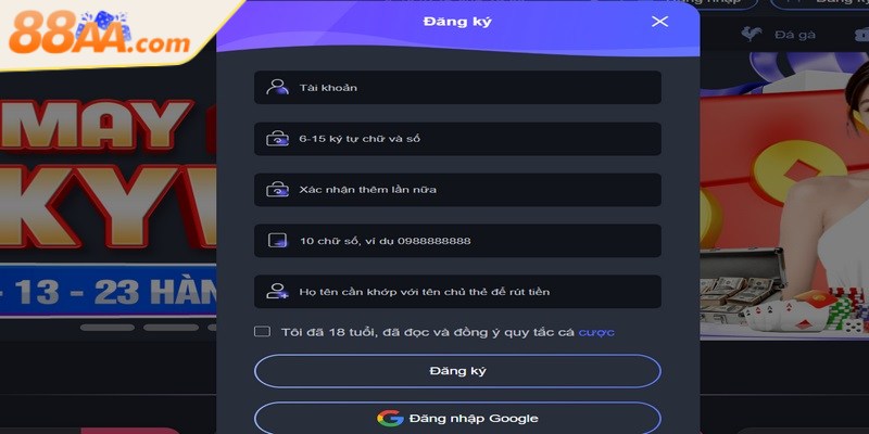 Mở tài khoản thành viên 88AA là bước quan trọng đầu tiên